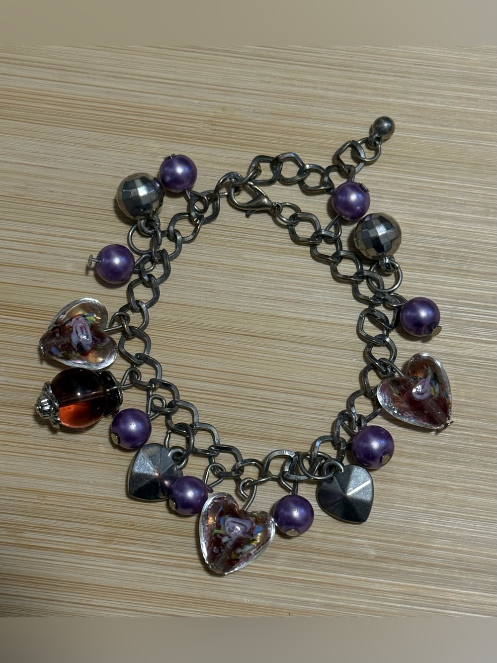 Purple Heart Charm Bracelet